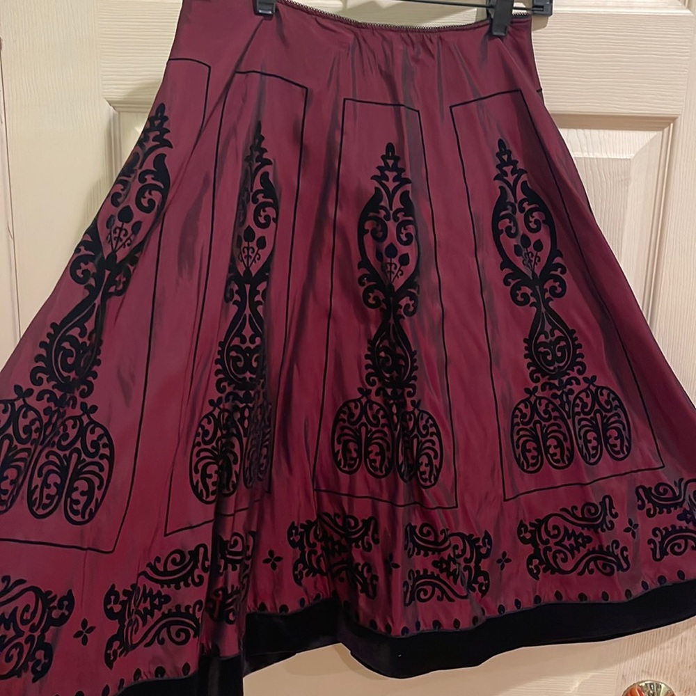 MSK below the knee skirt, satin with velour, trimming and design